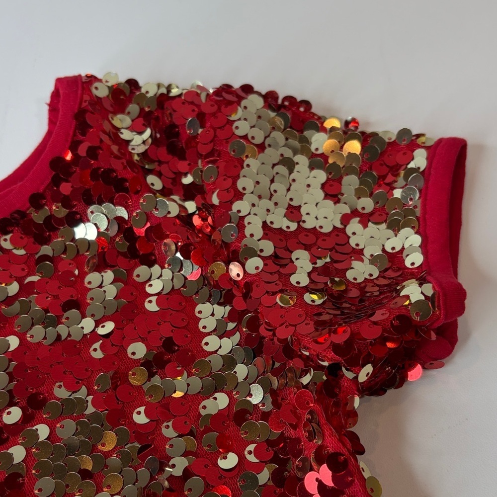 Wonder Nation Sparkling Red Gold Sequins Girl’s Dress Lined XS 4/5 New - Picture 3 of 8